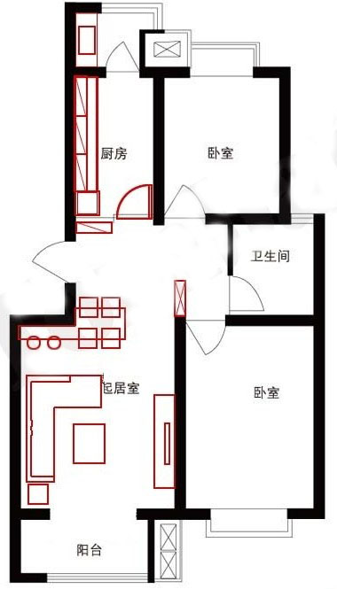 两室一厅小户型帮忙看看餐厅放在哪里