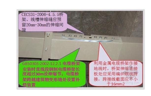 12金属线槽布线的直线段长度超过 30m时,宜设置伸缩节;跨越建筑物变形