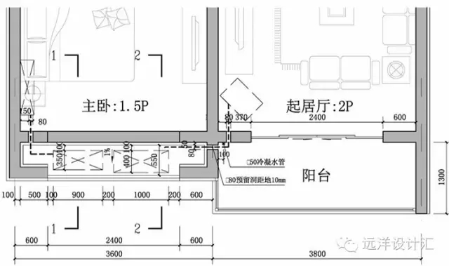 窗上布置空调机位平面示意图